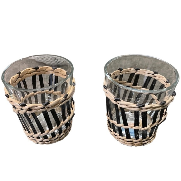 NWOT Target Iced Coffee Cups Glass Bohemian Boho Modern Cute Trendy Black Cream - Picture 1 of 7